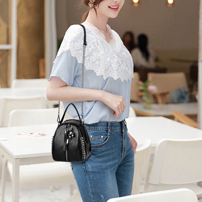 Balo Chuwanglin bằng da phối tua rua đính đá phong cách thời trang cao cấp cho nữ