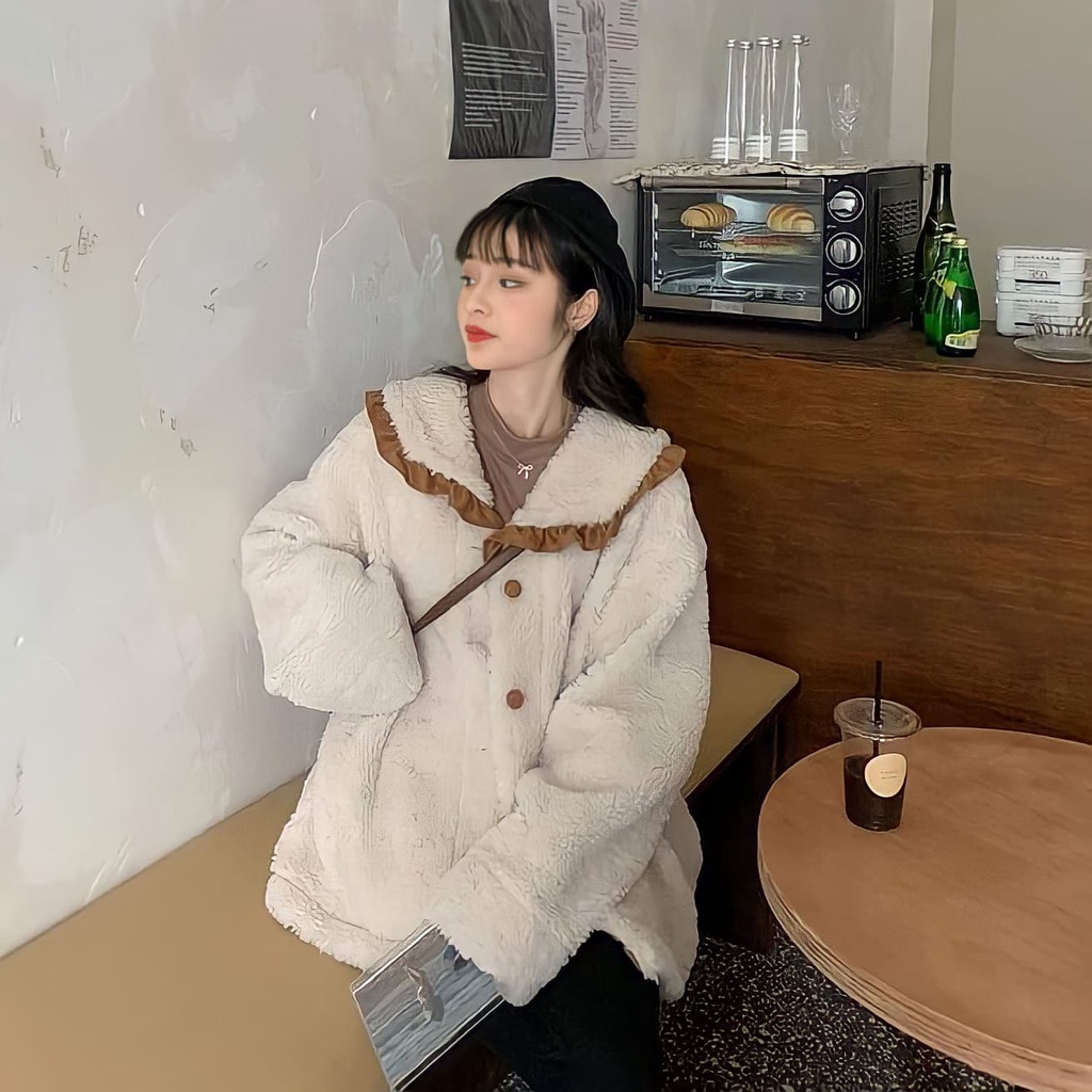Áo khoác lông nữ cổ bèo DUNEK Áo khoác thu đông Ulzzang chất lông mềm hot trend - CUTE_ZOO
