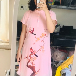 Đầm suông bầu in hoa tết