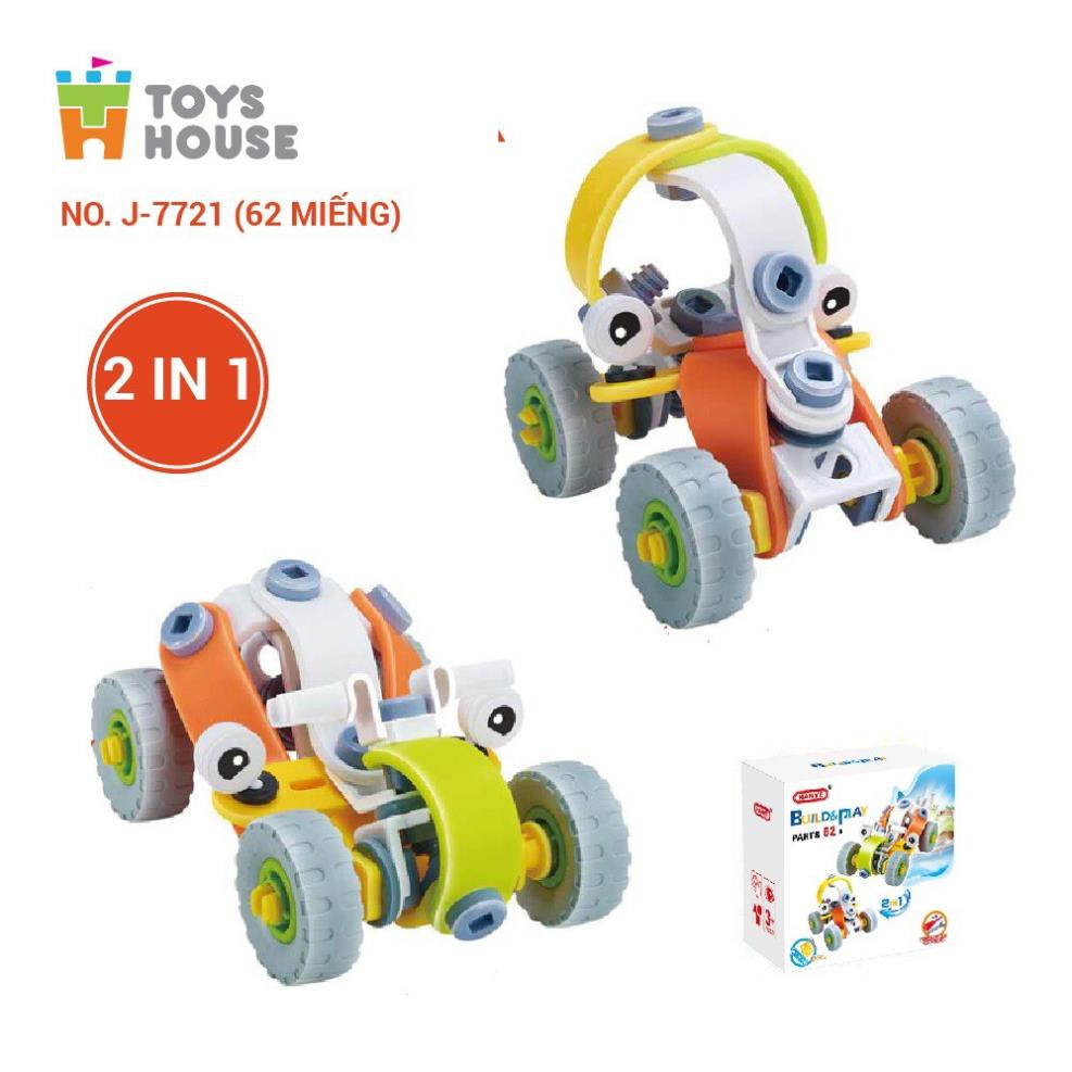 Đồ chơi giáo dục phát triển kỹ năng Stem lắp ghép mô hình xe mềm cho bé 2 trong 1 - Toyshouse