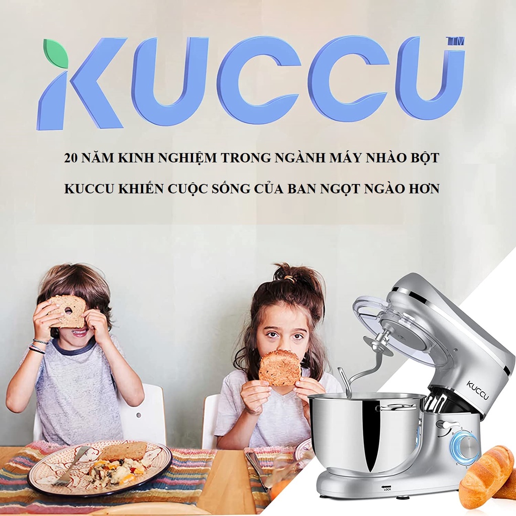 (Bản Đức) Máy nhào bột Kuccu 6L 1500W- trộn 1.2 kg bột khô - Cam kết chính hãng, bảo hành 1 năm Casa Gourmetmaxx