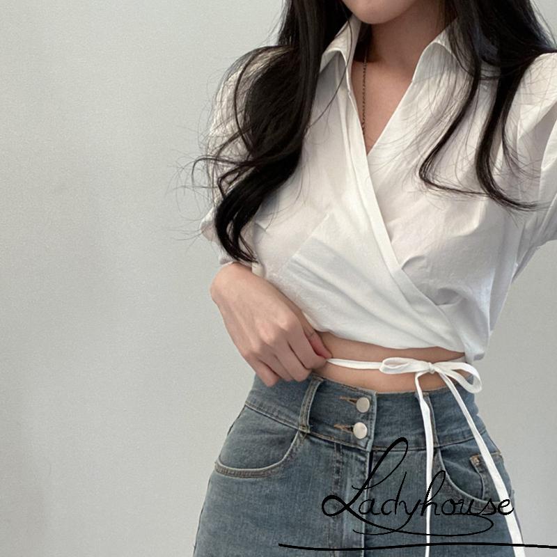 Áo Croptop Tay Phồng Ngắn Màu Trơn Thời Trang Mùa Hè Cho Nữ