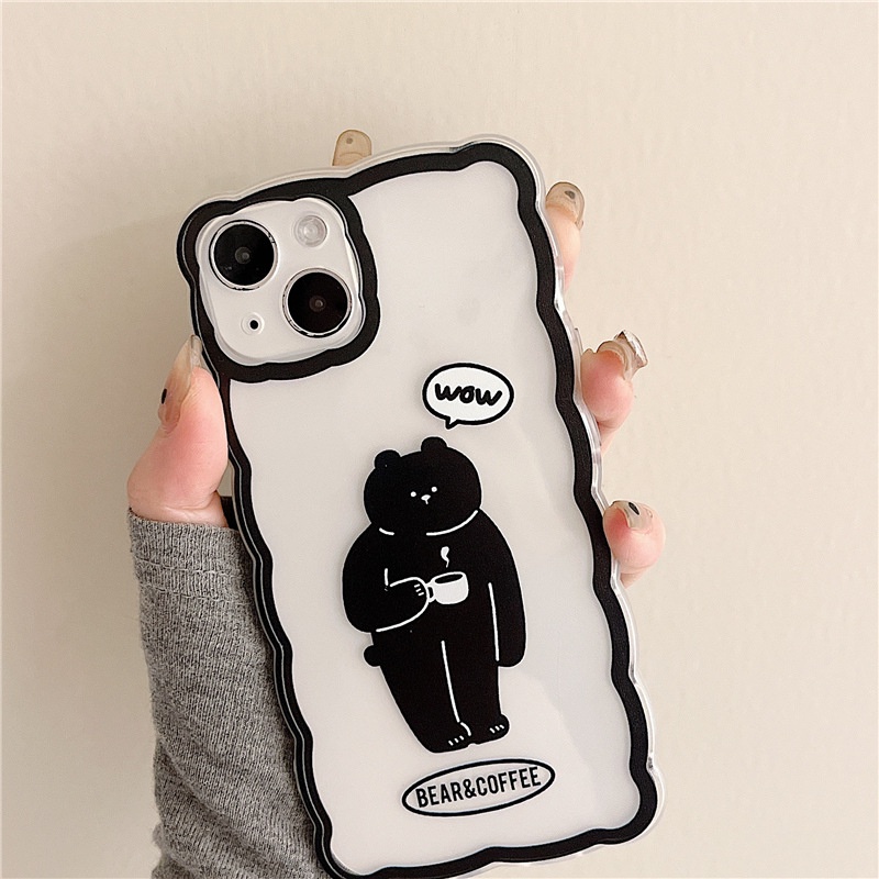Ốp Điện Thoại Tpu Silicon Hình Gấu Uống Cà Phê Cho Iphone 13Pro 12 xs 11 xr-14