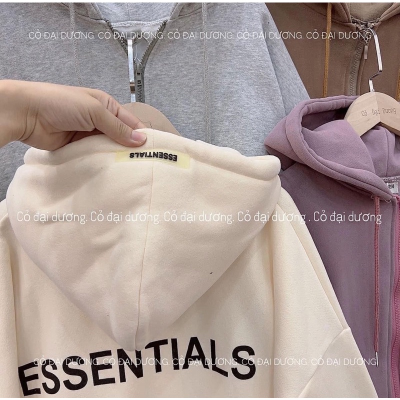 ÁO NỈ HOODIE chữ ESSENTIALS mũ 2 lớp dáng rộng Mao Mao Boutique