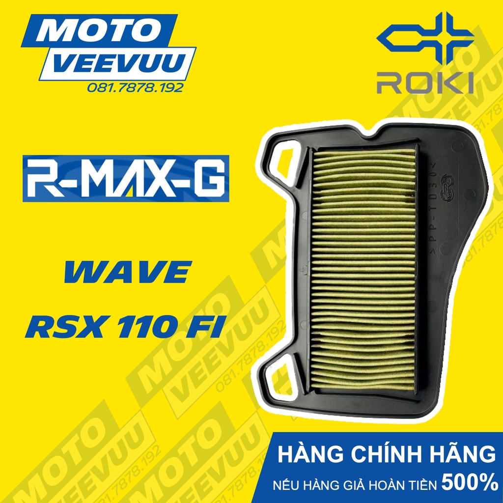 Lọc gió R-Max ROKI cho xe Honda Wave RSX 110 Fi (đời xe từ 2014 - 2020), Wave 110