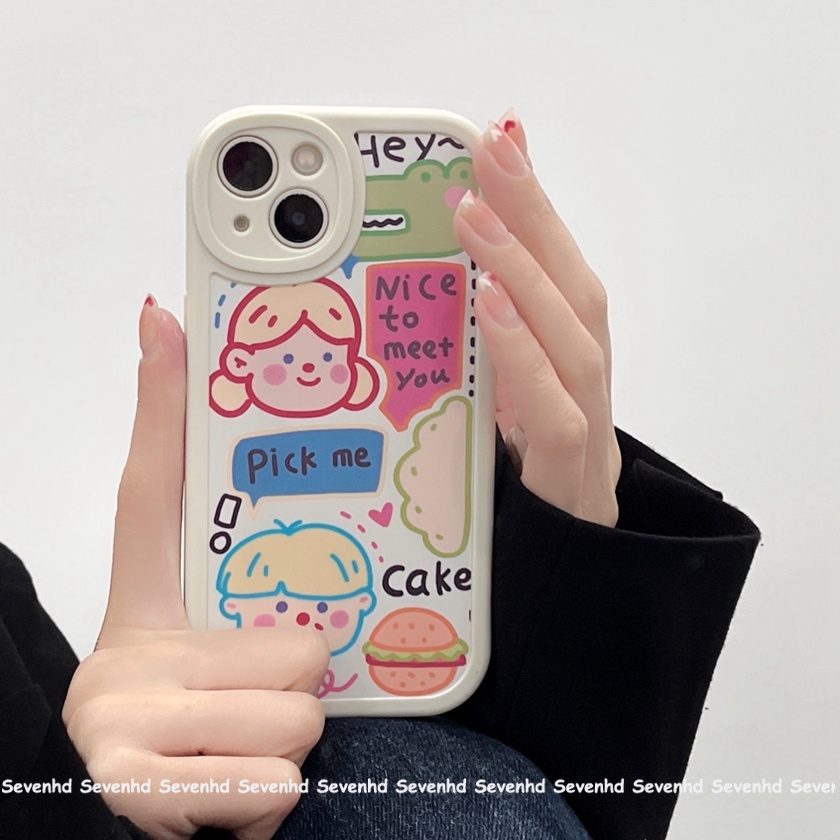 Ốp Điện Thoại Họa Tiết Hoạt Hình Cô Gái Doodle Dễ Thương Cho iPhone 13 12 11 Pro Max SE2020 X XR Xs Max 7 8 Plus