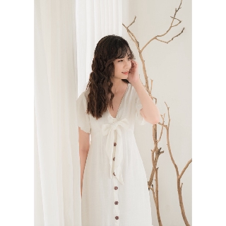 Florence Dress | Đầm cổ V cột nơ ngực