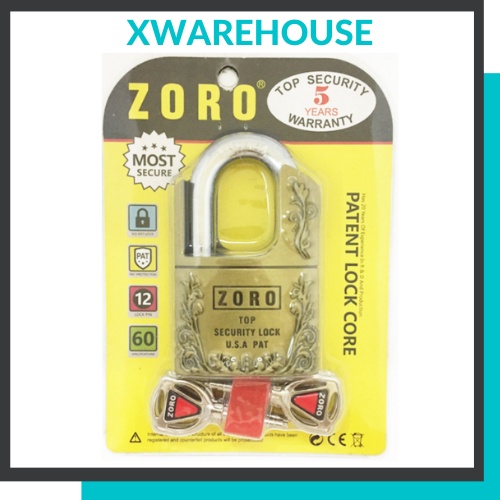 Ổ khóa chống cắt ZORO padlock 60mm hàng xịn, ổ khóa cửa 4 chìa Version CC6 bảo vệ gia đình và tài sản