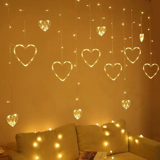 đèn nháy trang trí - dây đèn led trái tim- đèn trang trí trái tim
