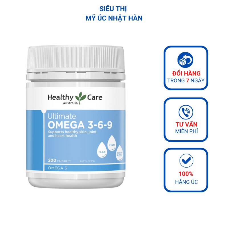 Viên uống Healthy Care Omega 3 6 9 Ultimate 200 viên của Úc