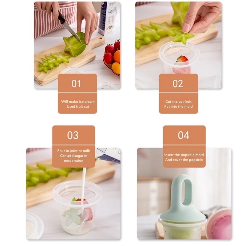 Khuôn Silicone Làm Kem/Đá Viên DIY Có Thể Tái Sử Dụng