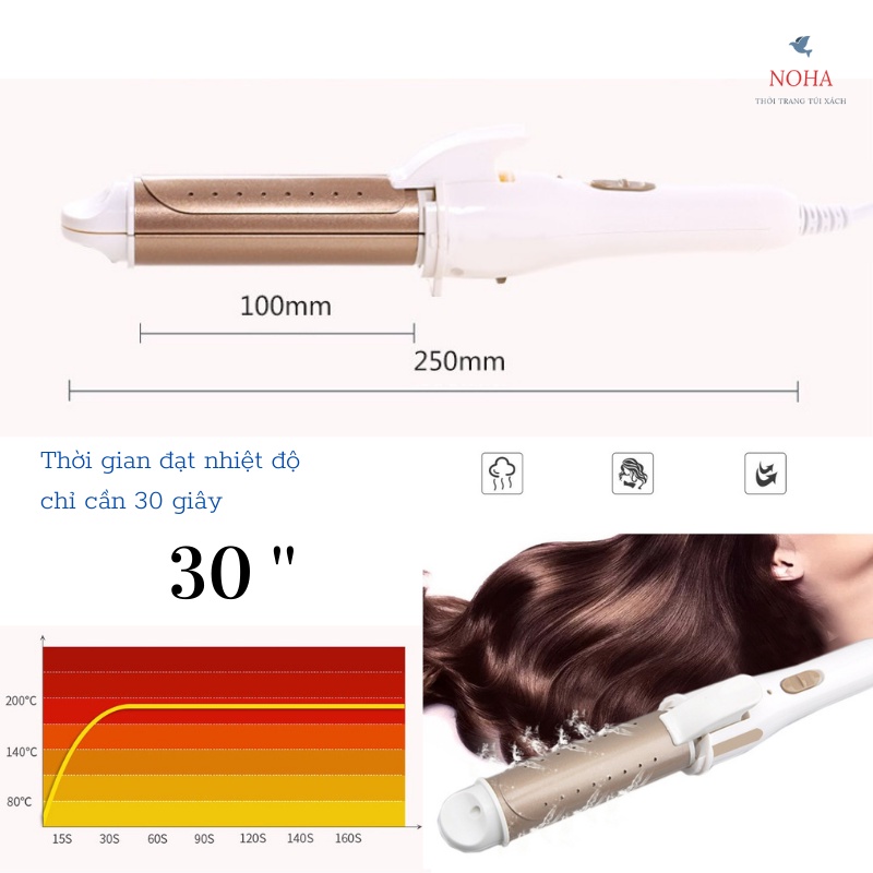 Máy duỗi tóc + uốn tóc E668 200℃ lõi sắt chất lượng cao