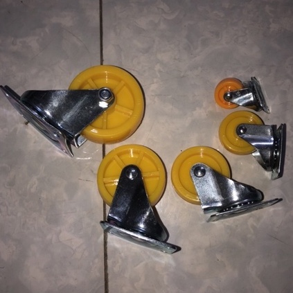 Bộ 4 bánh xe đẩy nhựa vàng nghệ loại 1, xoay 360 độ, không khóa, 4cm, 5cm, 6cm, 8cm, 10cm . Hakhanhelec