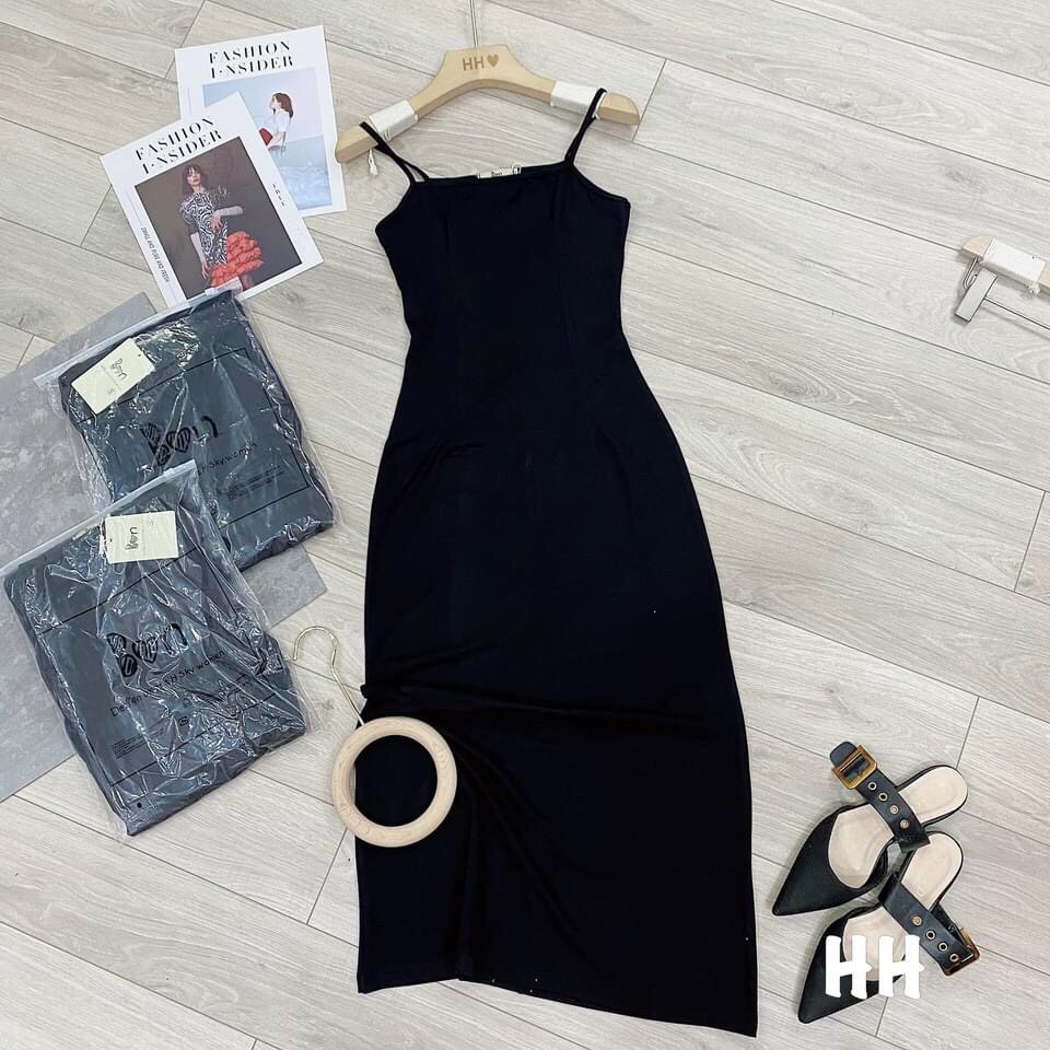 Váy 2 dây suông trơn dáng dài siêu sang