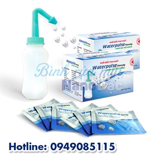 COMBO BÌNH RỬA MŨI CHO BÉ WATERPULSE NANO BẠC VÀ 60 GÓI MUỐI
