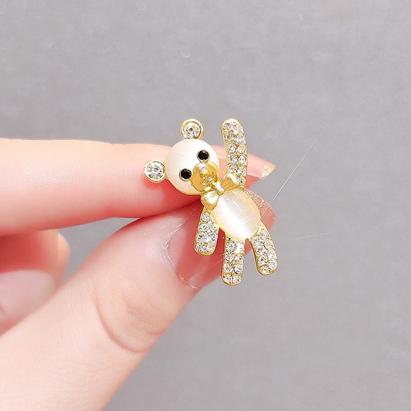 Ghim Cài Áo Hình Chú Gấu Đính Đá Opal Lấp Lánh Thời Trang Hàn Quốc Cho Nữ