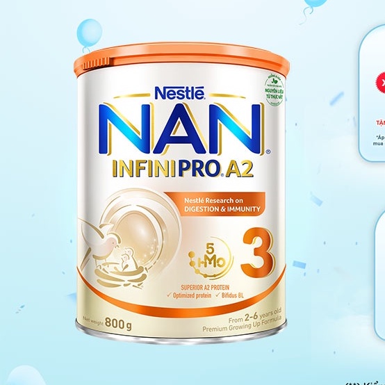 Sản phẩm dinh dưỡng công thức Nestlé NAN INFINIPRO A2 3 lon 800g