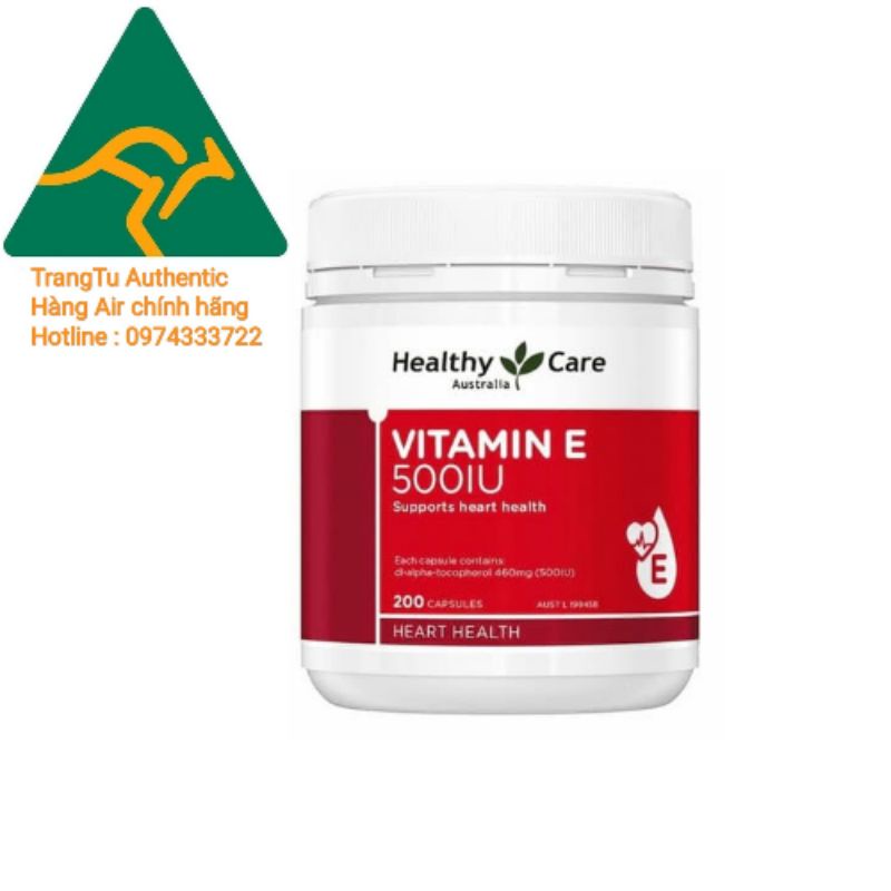 Vitamin E Healthy care 500IU 200 Viên-dưỡng da,làm mờ sẹo,thâm,nám,mượt tóc