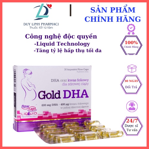 DHA Dành Cho Bà Bầu Gold DHA Chela - Bổ Sung DHA & Axit Folic Cho Bà Bầu & Phụ Nữ Sau Sinh (Hộp 30 Viên)
