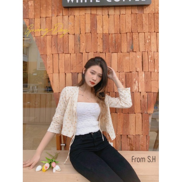 Áo Cardigan Nữ Dáng Croptop Thắt Nơ Đẹp, Áo Khoác Ngoài Nữ Dễ Thương