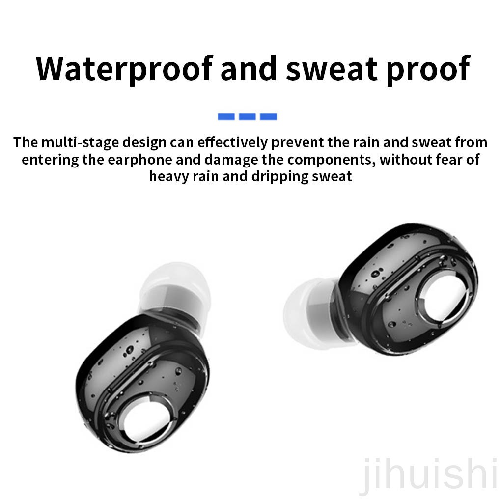 Wireless Bluetooth 5.0 Ear Phone Handsfree In-ear Earphone Sport Fitness Stereo Headset, Black_jihuishi