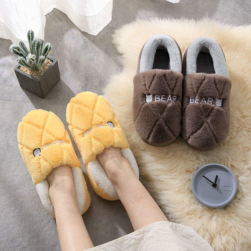 Đôi Dép Bông Đi Trong Nhà Đế Dày Giữ Ấm Mùa Đông Sành Điệu Cho Nữ