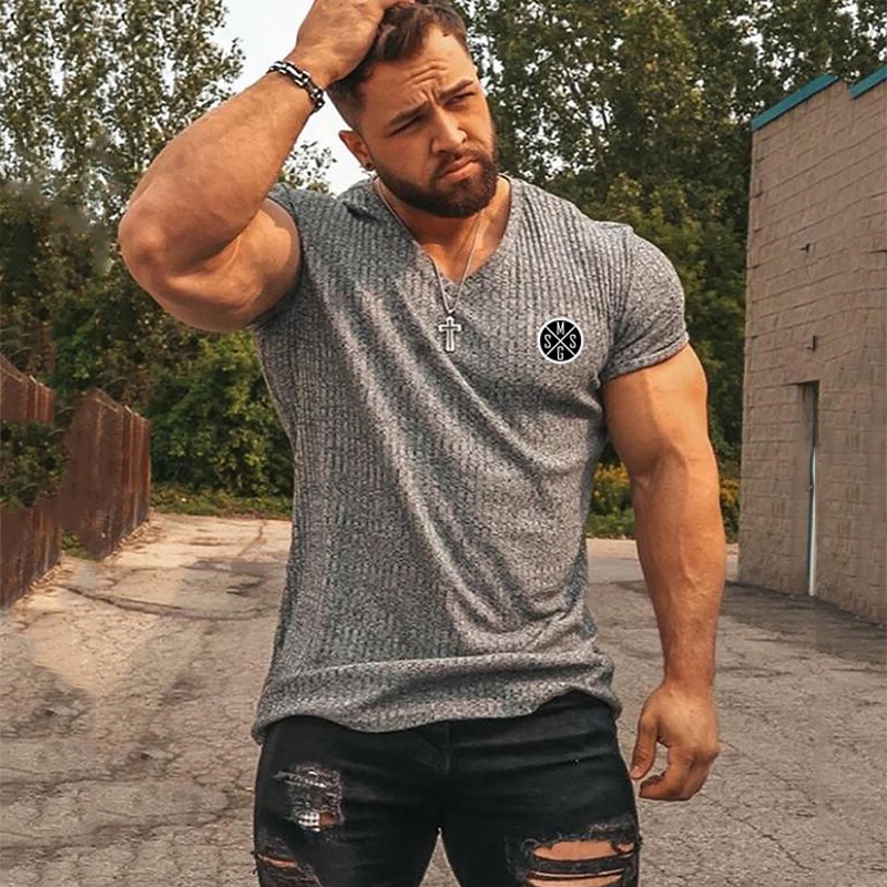 Áo Thun Thể Thao Ngắn Tay Cổ Chữ V Thoáng Khí Thời Trang Mùa Hè Cho Nam