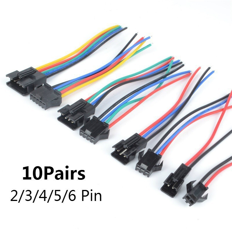 Bộ 10 Cặp Đầu Cáp Nối Jst Sm 2p 3p 4p 5p 6p Đèn Led Chất Lượng Cao