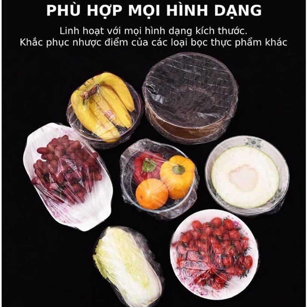 Bộ 100 Túi Màng Bọc Thực Phẩm PE An Toàn Túi Gấu Có Chun Bọc Đồ Ăn Co Giãn Siêu Dai Cao Cấp Chính Hãng miDoctor