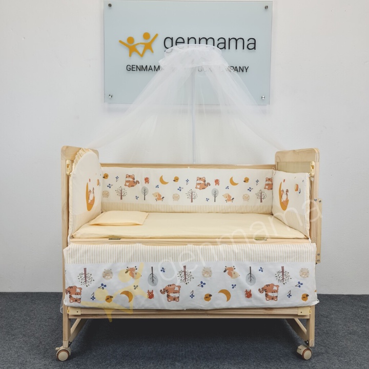Quây cũi vải, quây xung quanh cũi bảo vệ bé chất liệu cotton kèm đệm, gối mẫu mới 2022
