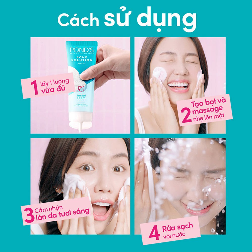Sữa Rửa Mặt Pond's Làm Sáng Da Ngăn Ngừa Mụn 100g Acne Clear Facial Foam