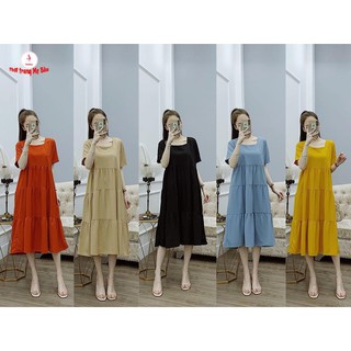 váy bầu thiết kế cổ vuông 45-75kg ( ảnh thật)