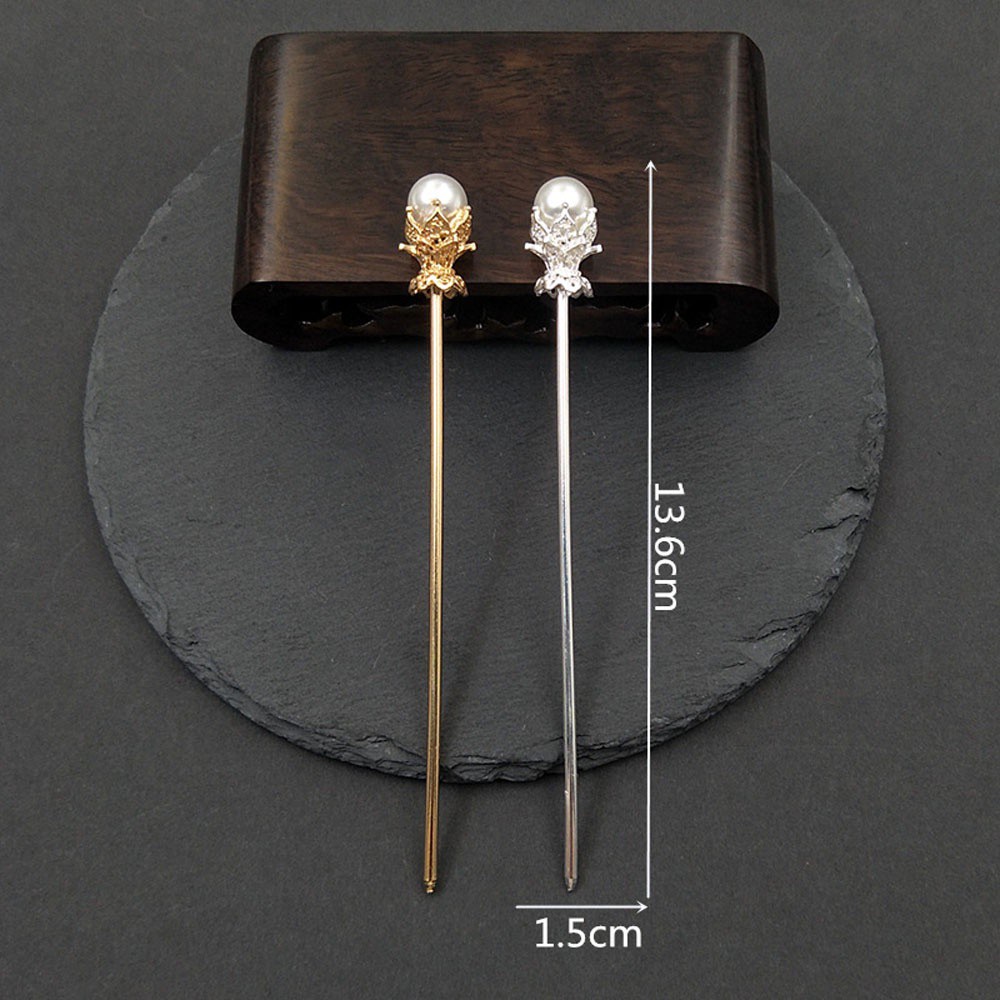 Trâm cài tóc bằng kim loại đính ngọc trai giả sang trọng nhiều màu thời trang cho nữ