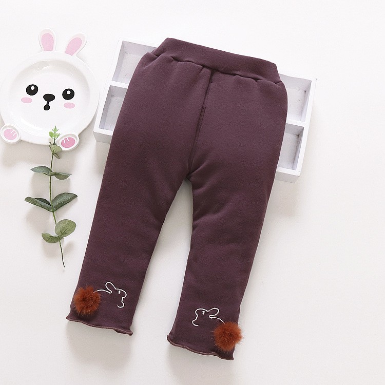 Quần legging lót lông thỏ bông bé gái size 7-15kg
