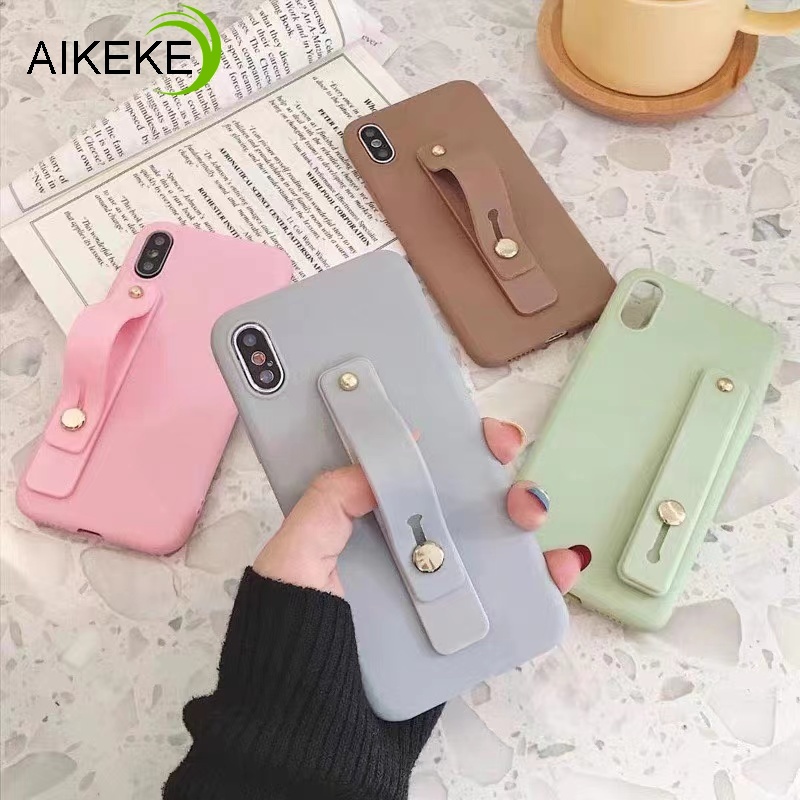 Ốp Điện Thoại Silicone Mềm Màu Kẹo Có Giá Đỡ + Dây Đeo Cổ Tay Cho Xiaomi Redmi Note 11 Pro 11E 11s 11T 5G