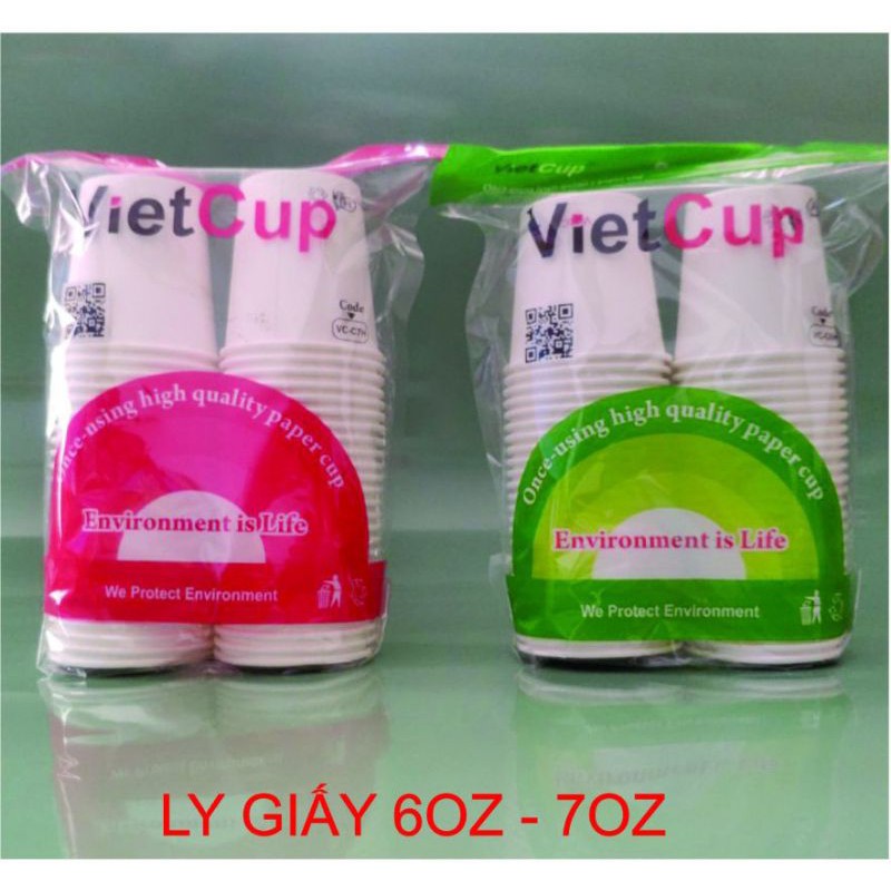 Cốc giấy VietCup 6oz/7oz dùng 1 lần ( 50 Cái), ly dùng tiện lợi cho cơ quan, công sở, các trung tâm hành chính.