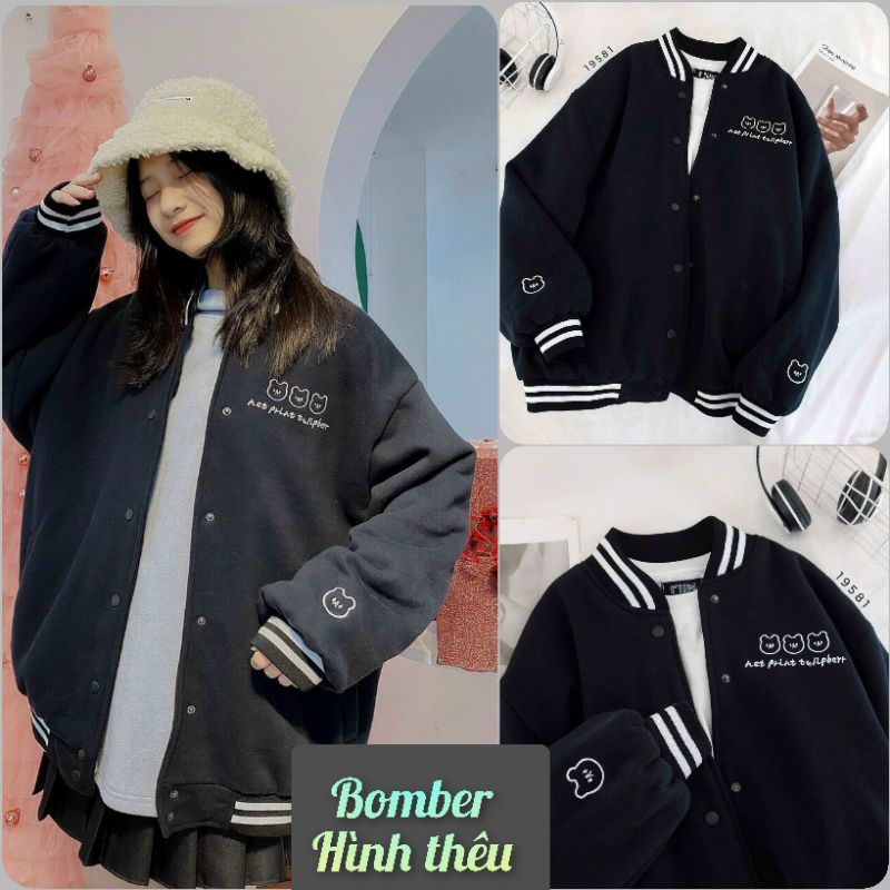 Áo Khoác Bomber Bóng Chày Chất Nỉ Phối Viền Tay Cực Đẹp hottrend 2022