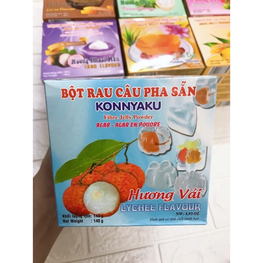 Bột Thạch Rau Câu Pha Sẵn KONNYAKU và AGAR JELLY PUDDING Hộp 140g Đủ Vị