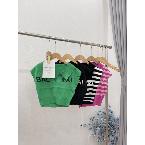 ÁO LEN CROPTOP BAL MANN CỔ ĐỨC, ÁO LEN SÁT NÁCH HOTTREND MS10388