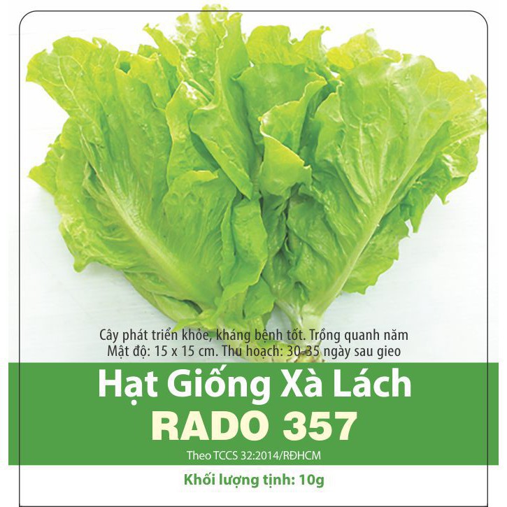 [Hạt Giống] Xà Lách Rado 357 Vàng Cao Sản (gói 10gr)
