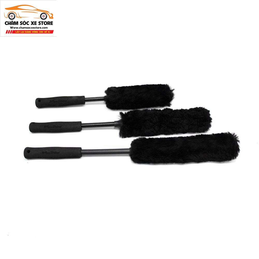 Bộ 3 cây cọ vệ sinh lazang - mâm bánh xe MAXSHINE Handle Wheel Wool Brush Kit chamsocxestore