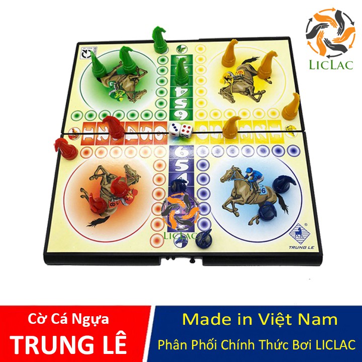 Bộ đồ chơi Bàn Cờ Cá Ngựa TRUNG LÊ ( Bàn cờ + quân cờ + 2 xúc xắc ) sản xuất tại Việt Nam - LICLAC