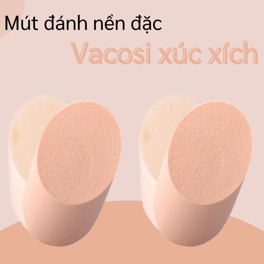 Bông Phấn Ướt Tán Kem Nền Vacosi BP10 Xúc Xích - Bịch 2 Cái