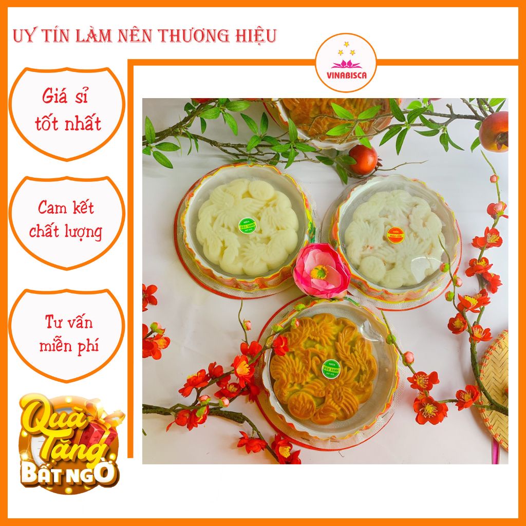 Bánh trung thu rồng phượng 500g bánh nướng bánh dẻo các nhân vị Đậu xanh/Cốm/Khoai môn/Trà xanh/Đậu đỏ Vinabisca