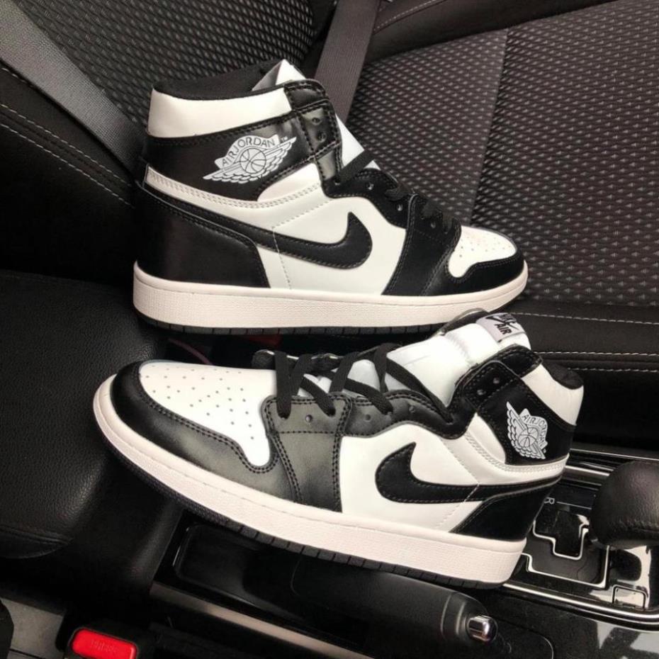 Giày Sneaker Nam Nữ Đen Trắng, Giày Nike Air Jordan 1 JD1 Panda High Cổ Cao Bản Da Xịn H9 !!! x
