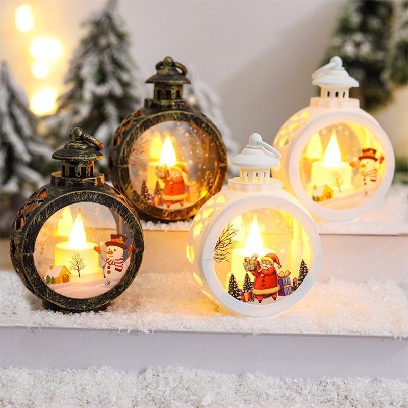 Đèn led trang trí Noel, phụ kiện decor giáng sinh hình người tuyết phong cách cổ điển để bàn trang trí