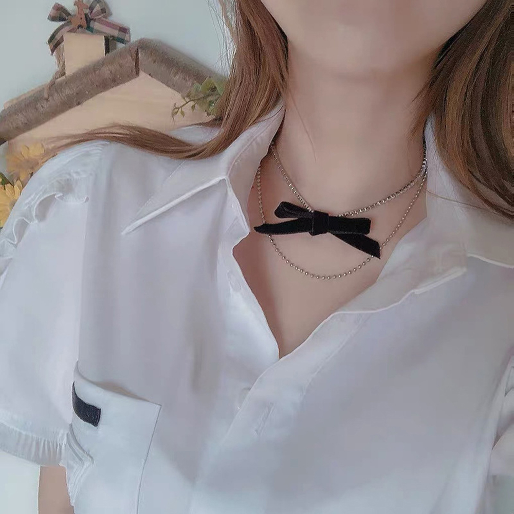 Vòng Cổ Choker Hai Lớp Gắn Trang Trí Ngọc Trai Xinh Xắn Dành Cho Nữ