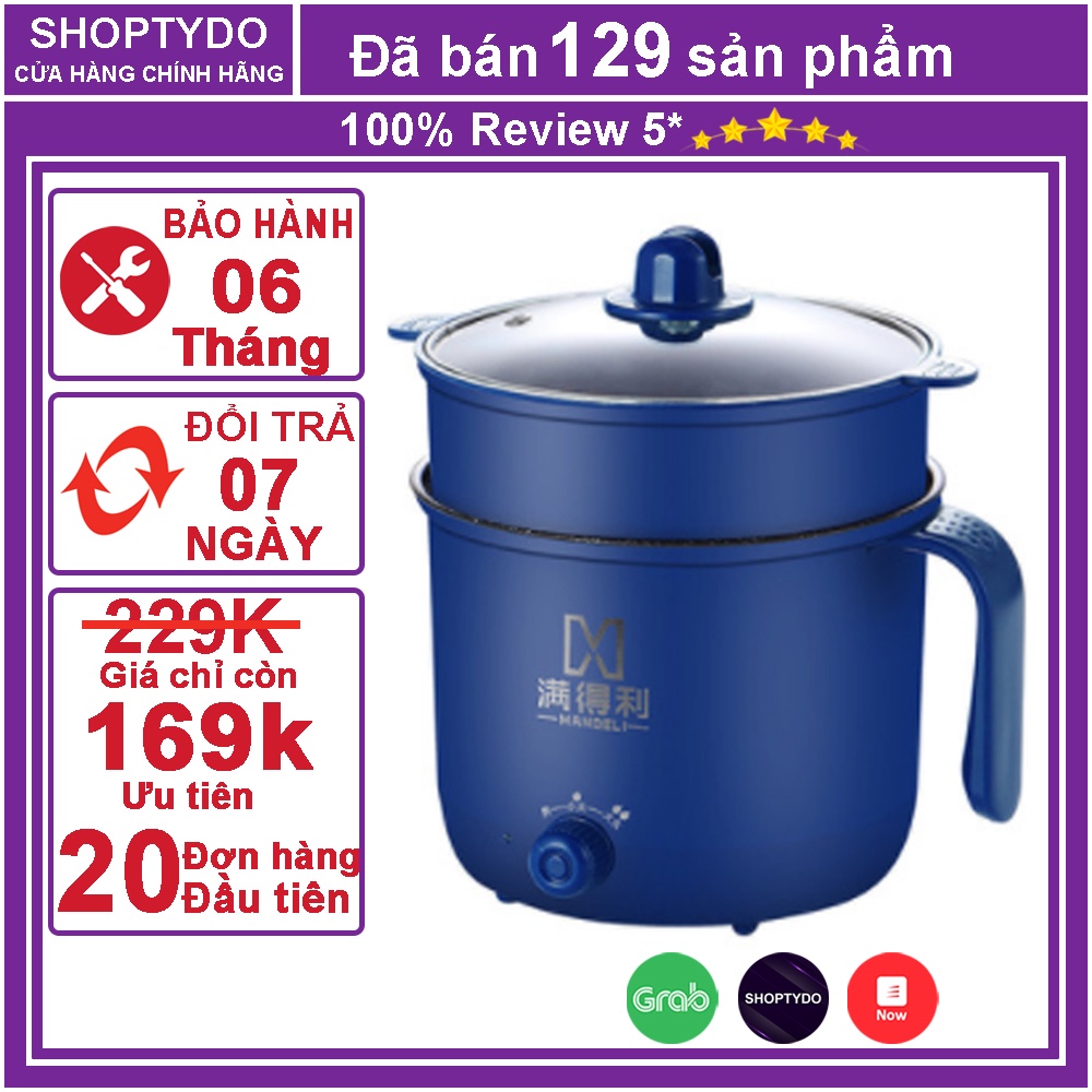 Ca nấu mì hai tầng cầm tay đa năng mini siêu tốc dung tích 1.8 lít, nồi nấu cơm, nấu lẩu, nấu đa năng tiện lợi