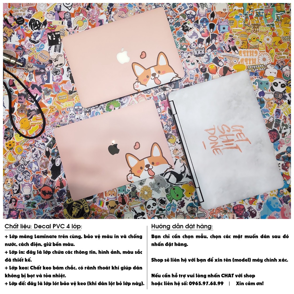 Skin dán Macbook mẫu thiết kế (đã cắt sẵn, inbox mã máy cho shop)