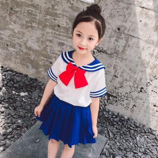 Set đồ thủy thủ bằng chất liệu cotton phong cách thời trang xinh xắn cho bé gái